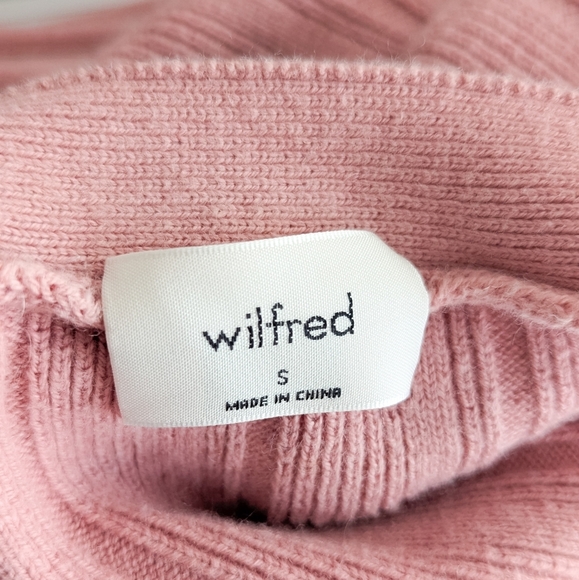 WILFRED New Plunge Front Cardigan  Wool Sweater Mauve Mousse Pink ARITZIA S - Picture 13 of 13